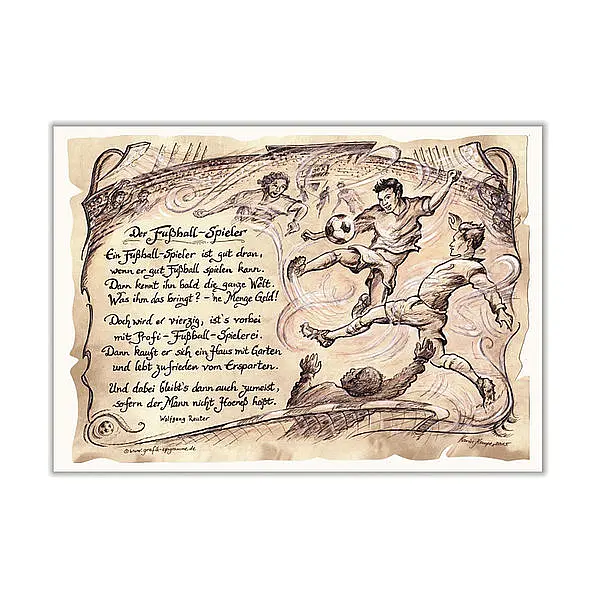 Sportbild Fußball auf Antikpapier im A4-Format