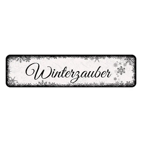 Schild Schneeflöckchen mit Wunschtext - Farbe weiß - Format 30 x 7,5 cm