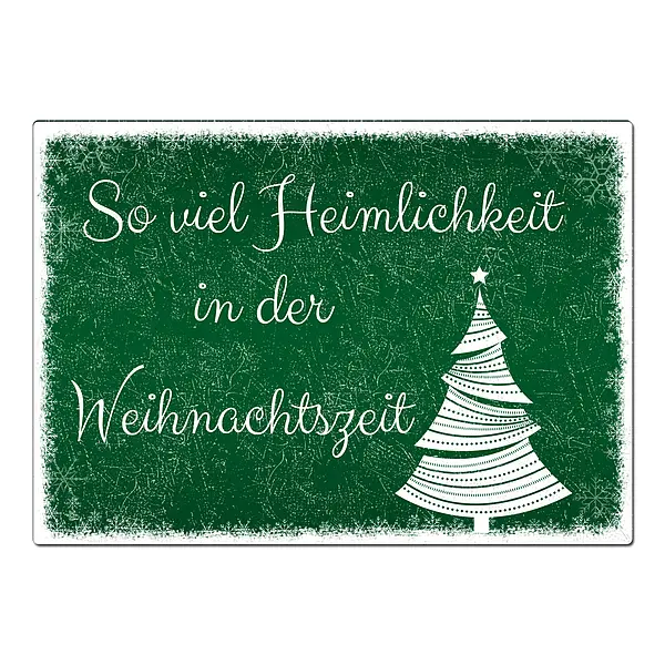Blechschild Schneegestöber mit individuellem Wunschtext - Farbe grün - Format A4 (29,7 x 21 cm)