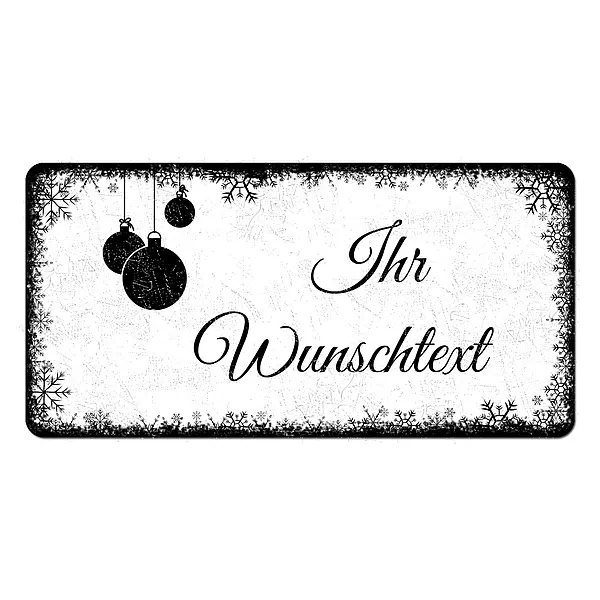 Weihnachtsdeko Schneegestöber - Schild mit Wunschtext - Farbe weiß - Format 30 x 15 cm