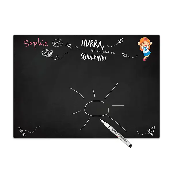 Geschenk zur Einschulung - Kreidetafel für Mädchen - Format A3 - für Mädchen