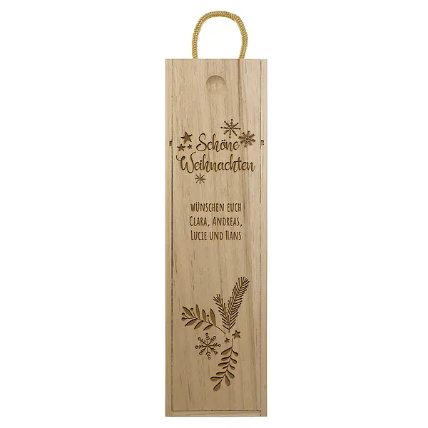 Geschenk zu Weihnachten - Weinbox mit Gravur Design 1