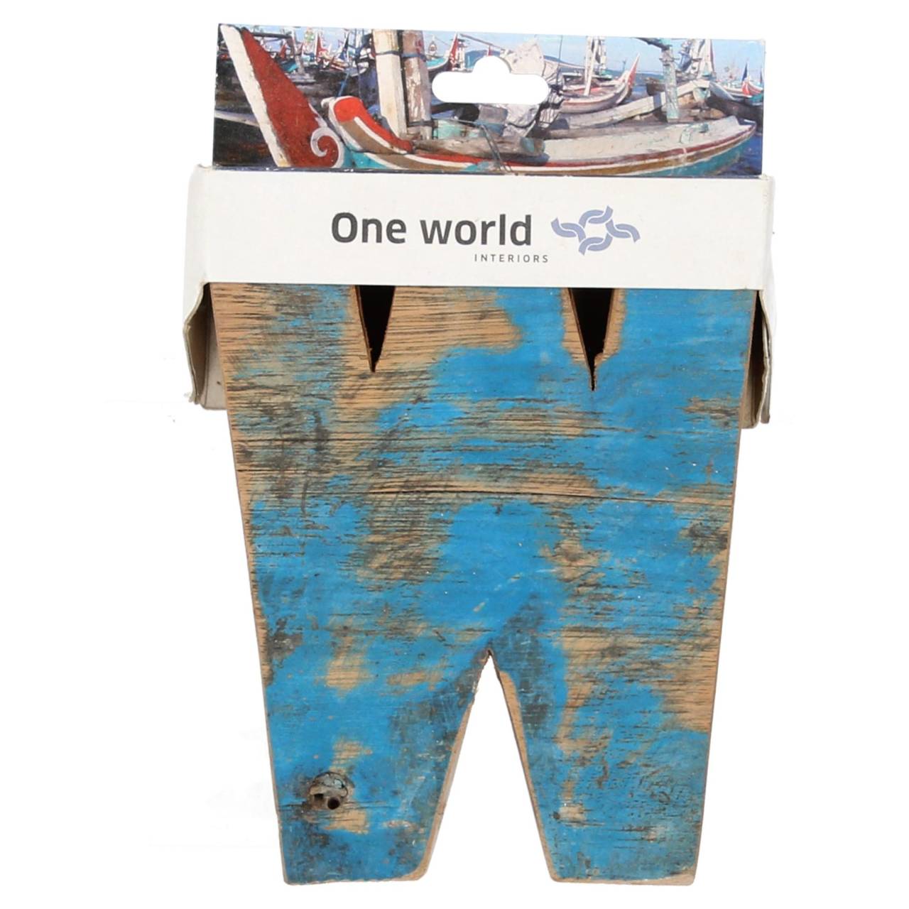 One World Interiors Buchstabe W aus Recyclingholz Holzbuchstaben Upcycling