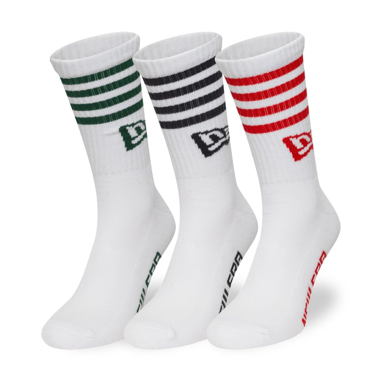 New Era Unisex Socken - STRIPE CREW 3er Pack weiß