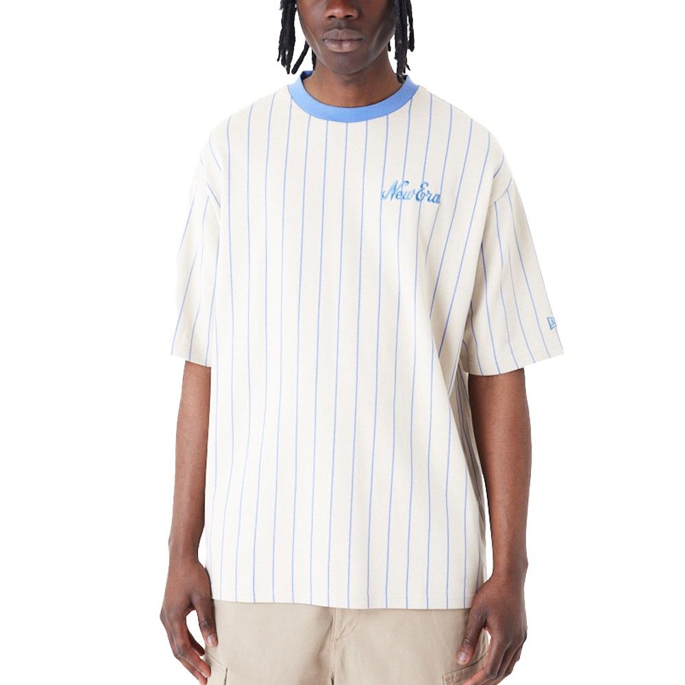 New Era Oversized Shirt - PINSTRIPE stone beige