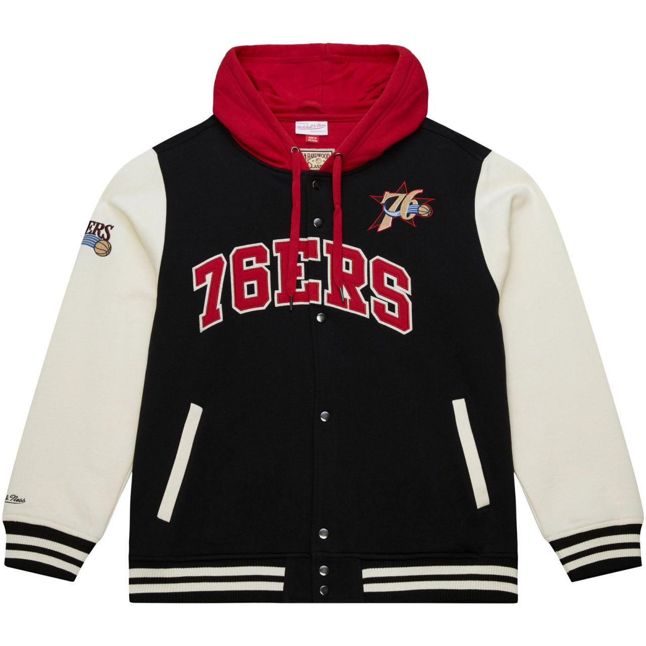 M&N Midweight Hooded Fleece Jacke - Philadelphia 76ers