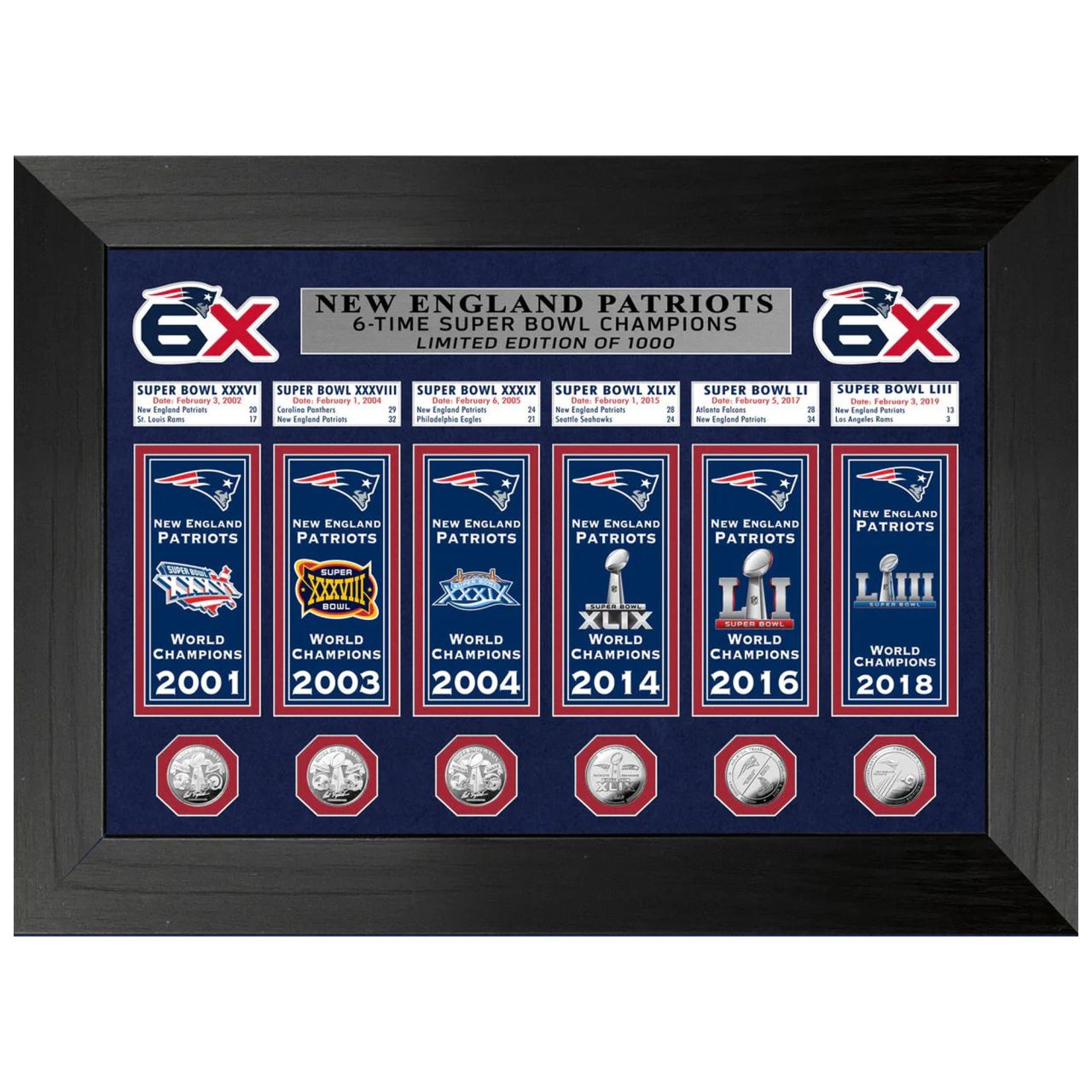 New England Patriots Super Bowl Deluxe Gold Coin Banner Bild