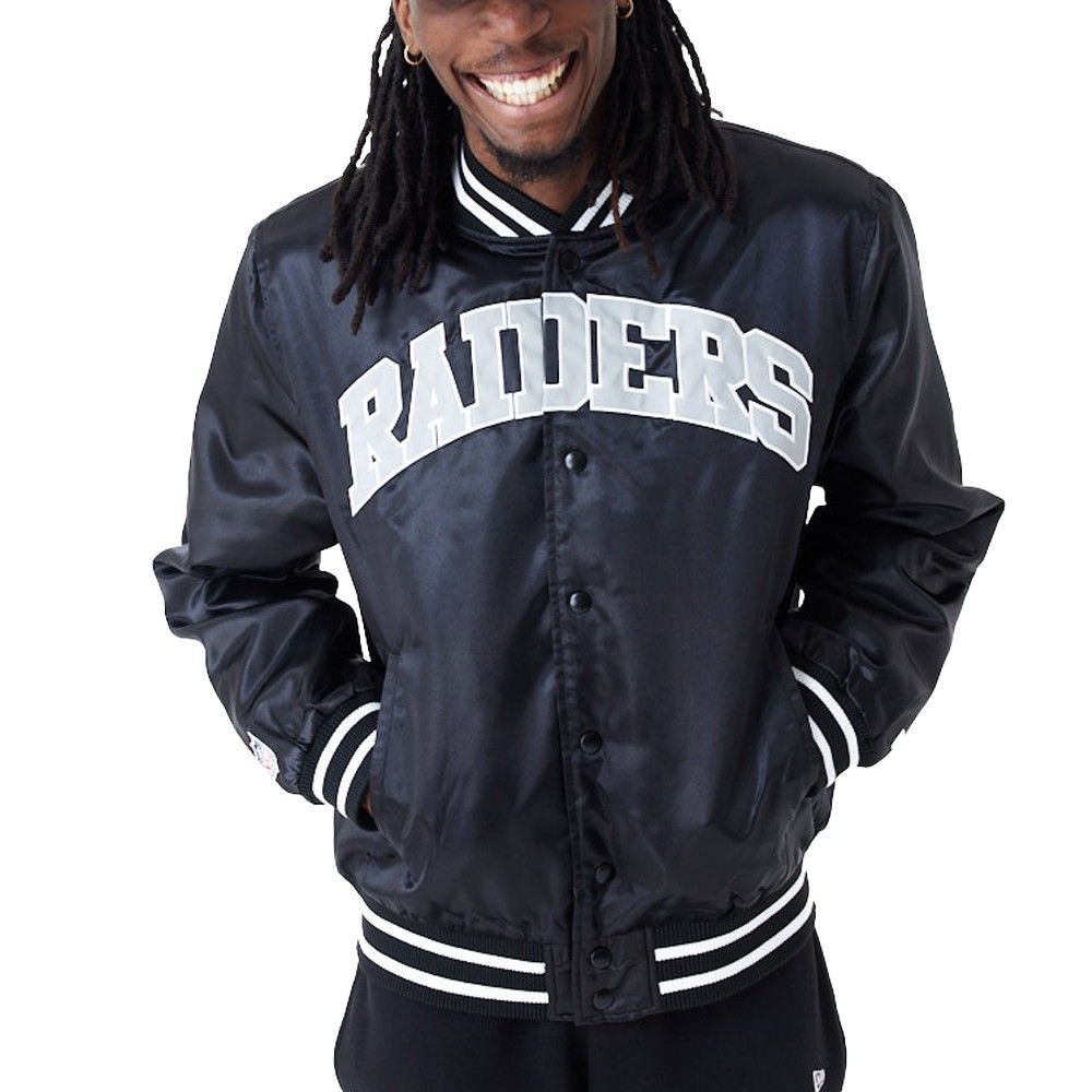 New Era Varsity Satin Bomber Jacke Las Vegas Raiders