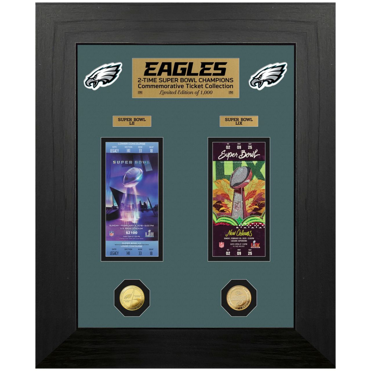 Philadelphia Eagles Super Bowl Deluxe Gold Coin Ticket Bild