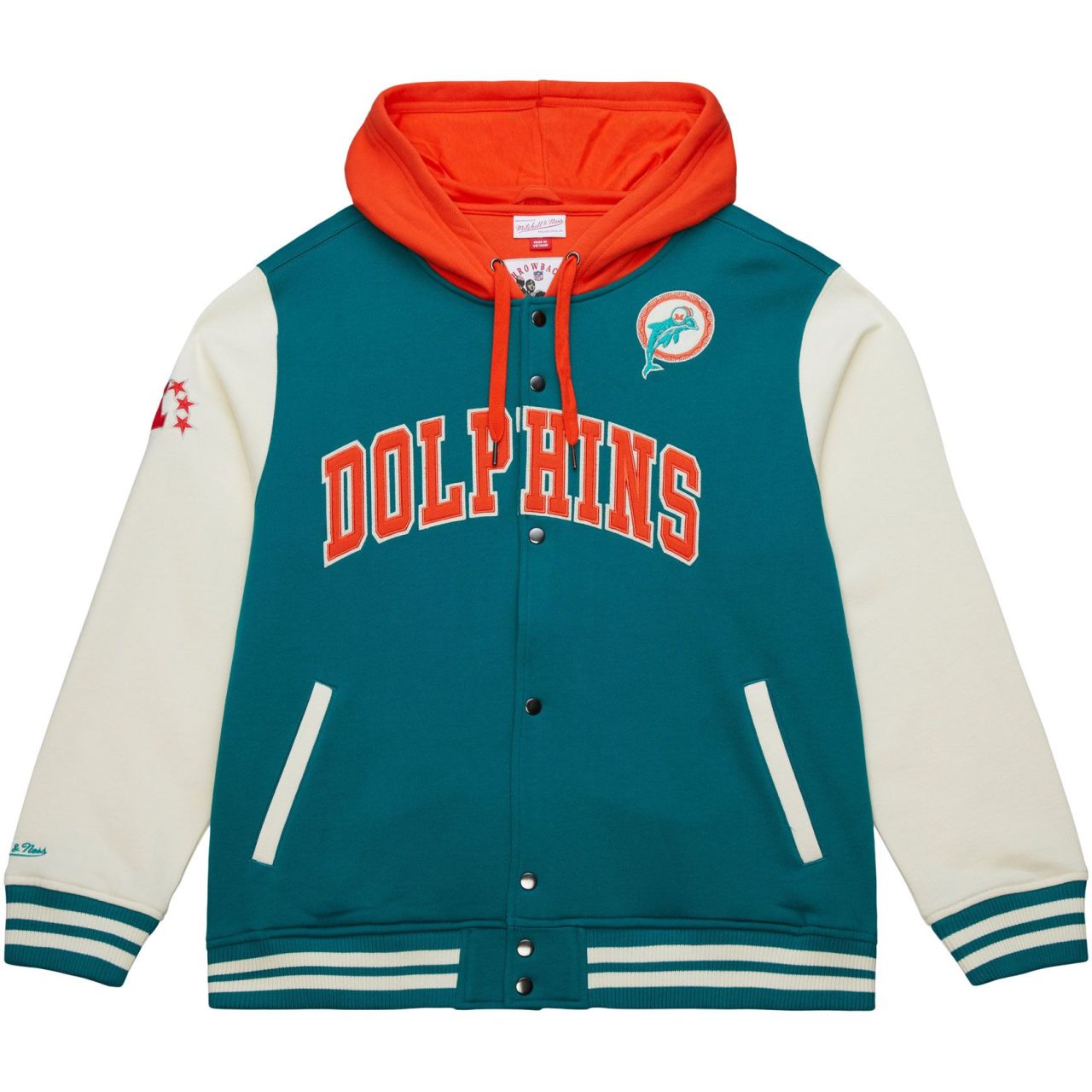 M&N Midweight Hooded Fleece Jacke - NFL Miami Dolphins
