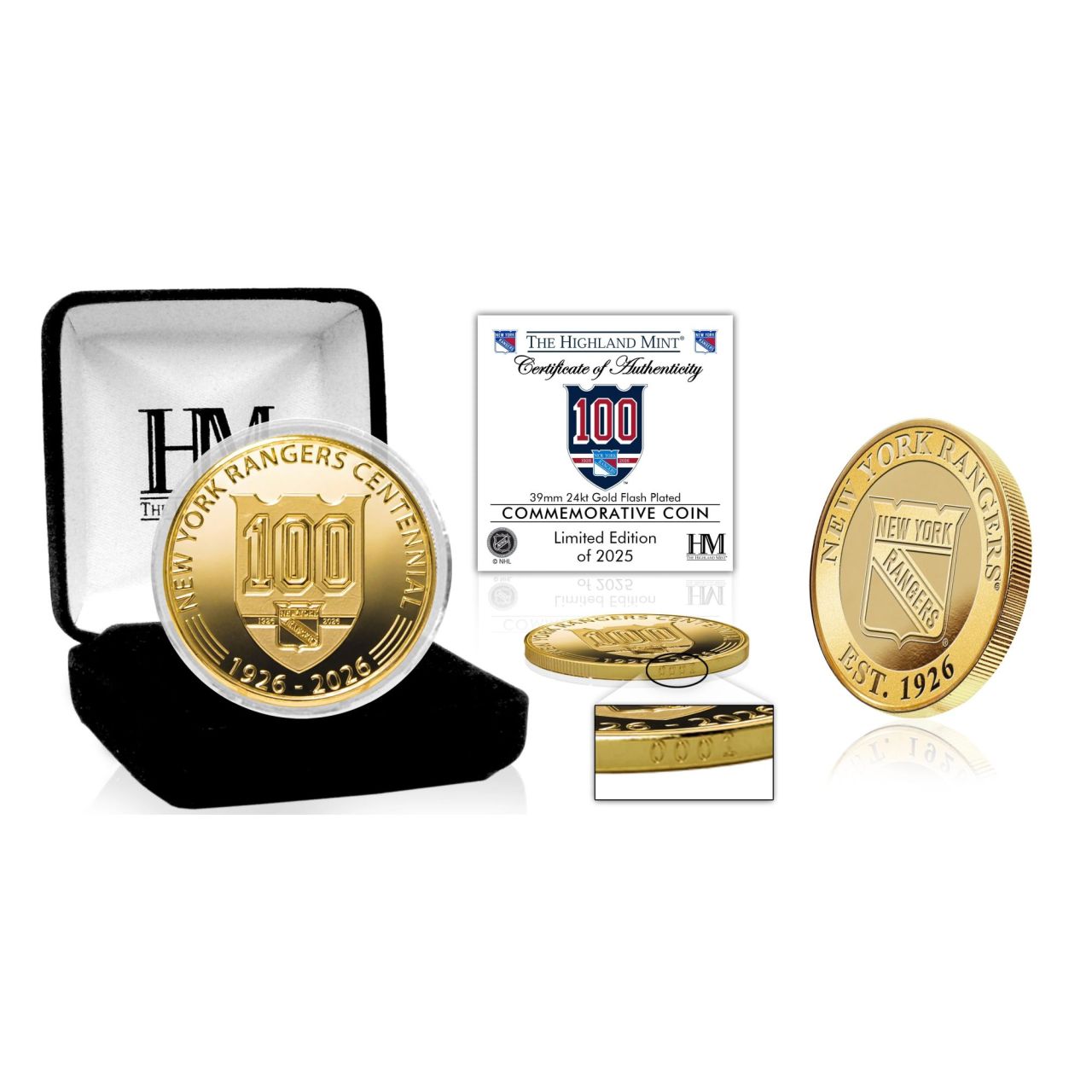 New York Rangers NHL 100th Anniversary Coin (39mm) Münze