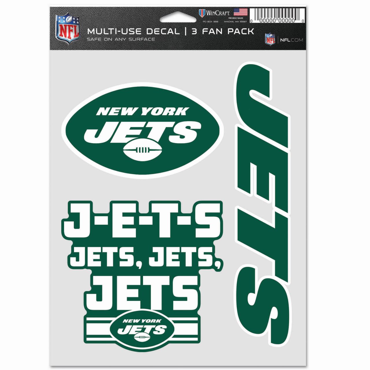 NFL Aufkleber Multi-Use 3er Set 20x15cm - New York Jets