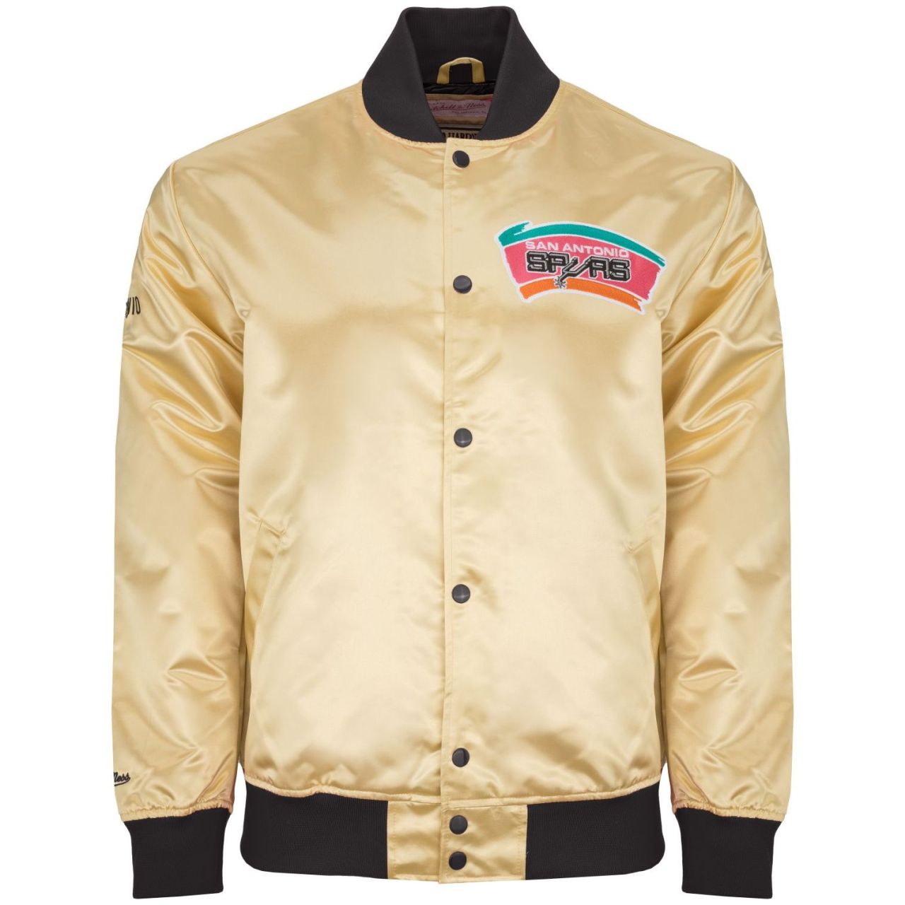 M&N Lightweight Satin Jacke - San Antonio Spurs gold