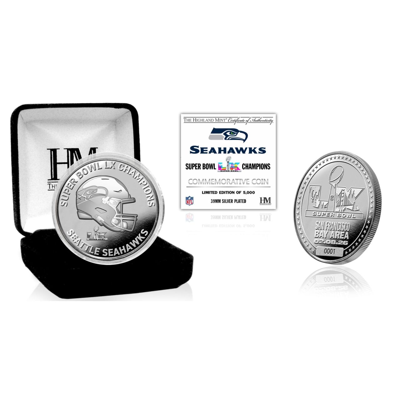 Seahawks Gold Super Bowl XL Champions Coin Münze silber