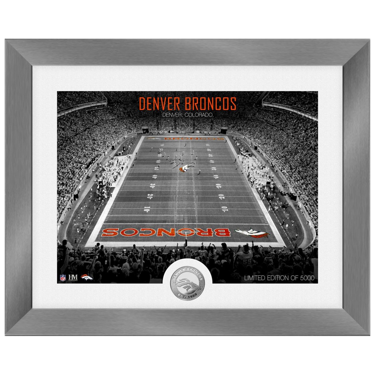 Denver Broncos NFL Stadion Silber Coin Bild 40x33cm