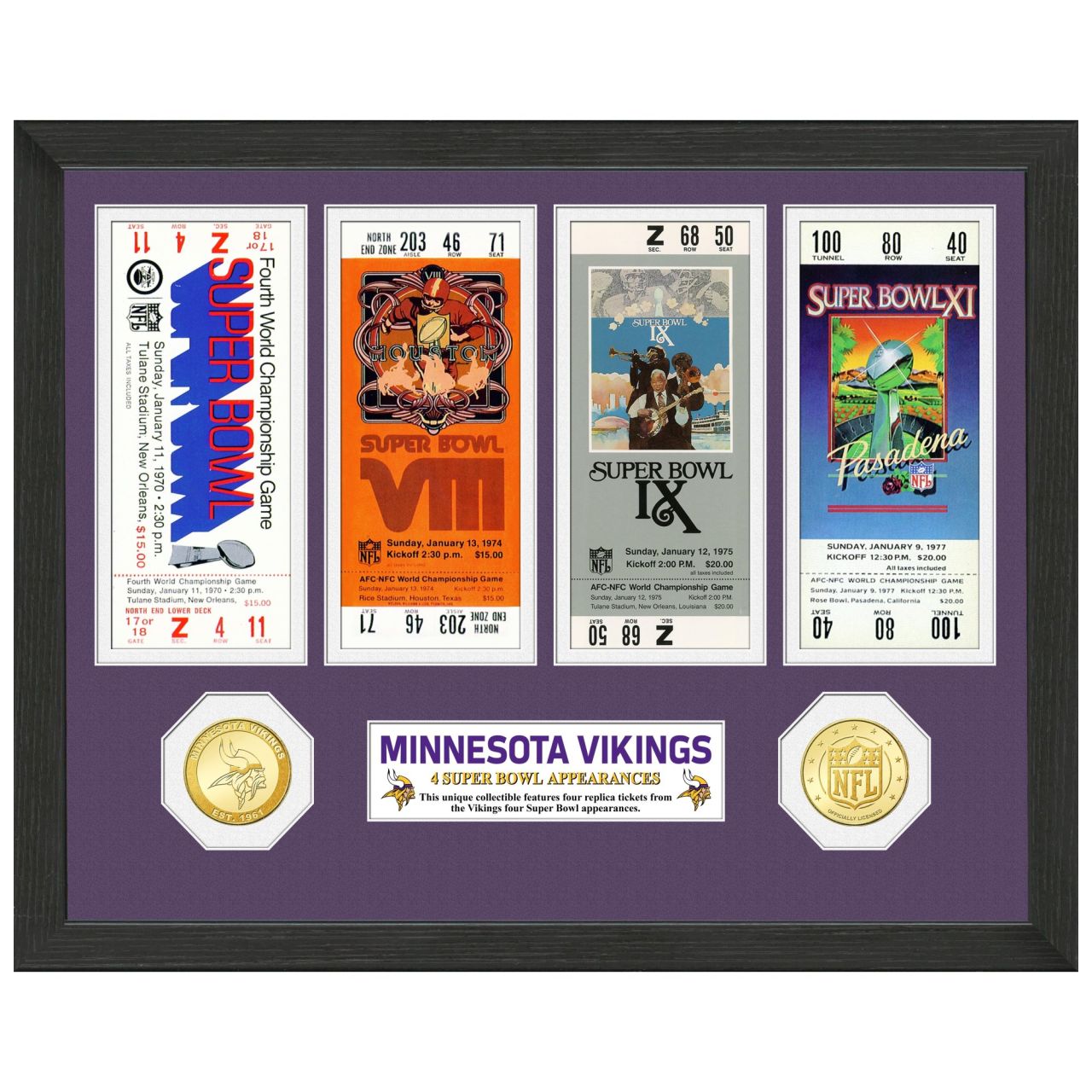 Minnesota Vikings Super Bowl Appearances Ticket Coin Bild