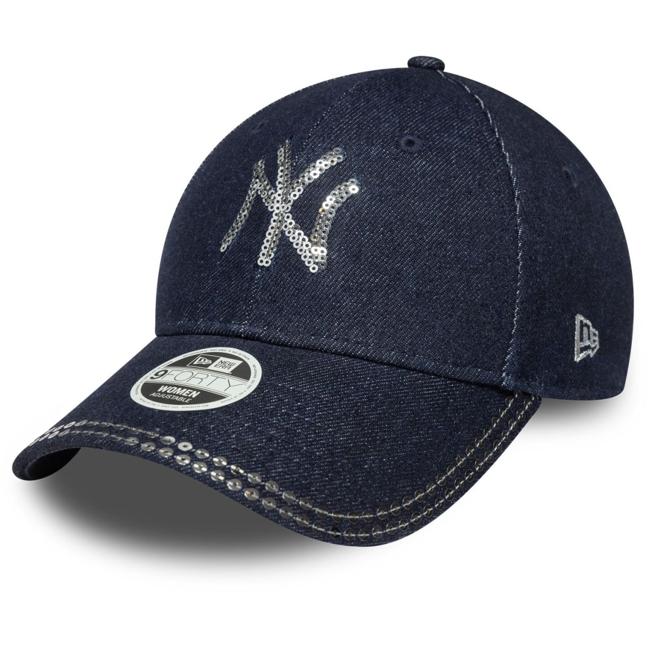 New Era 9Forty Damen Cap - SEQUIN New York Yankees denim