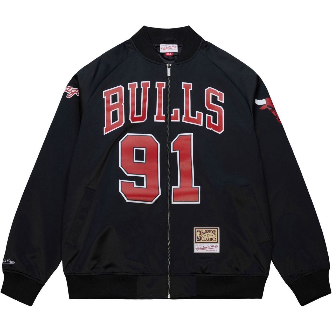 M&N Satin Bomber Jacke - MAXXED Chicago Bulls Dennis Rodman