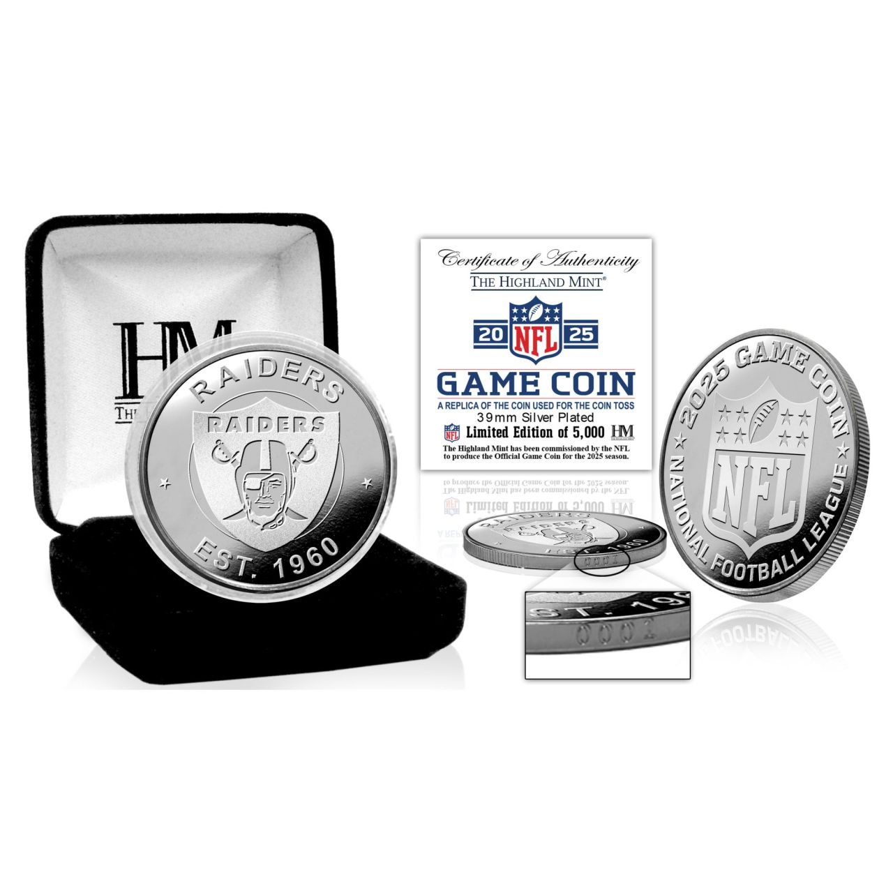 Las Vegas Raiders 2025 Game Coin (39mm) Münze, silber