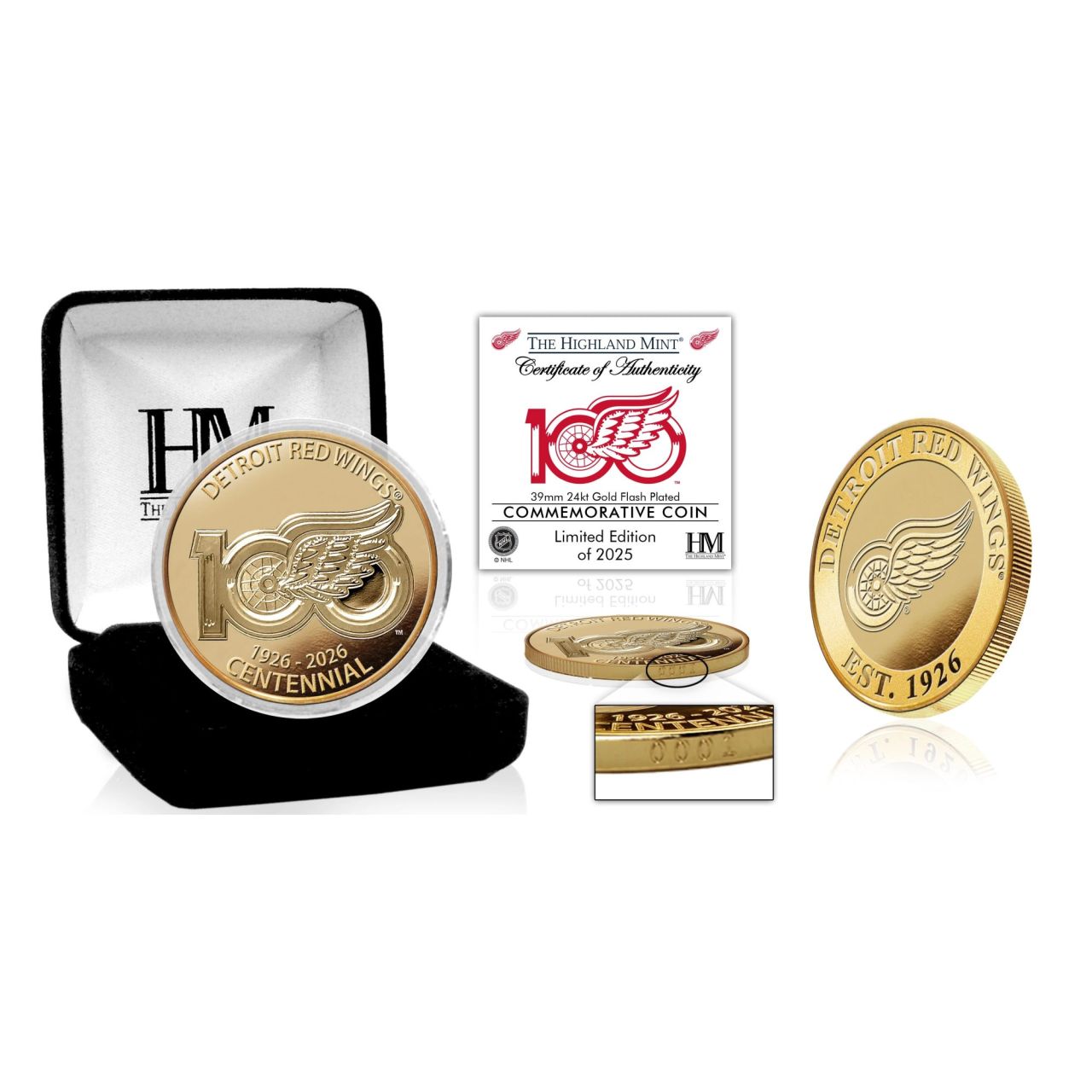Detroit Red Wings NHL 100th Anniversary Coin (39mm) Münze