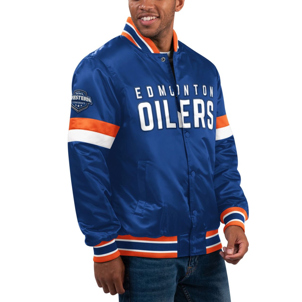 STARTER NHL Edmonton Oilers HOMEGAME Varsity Satin Jacke