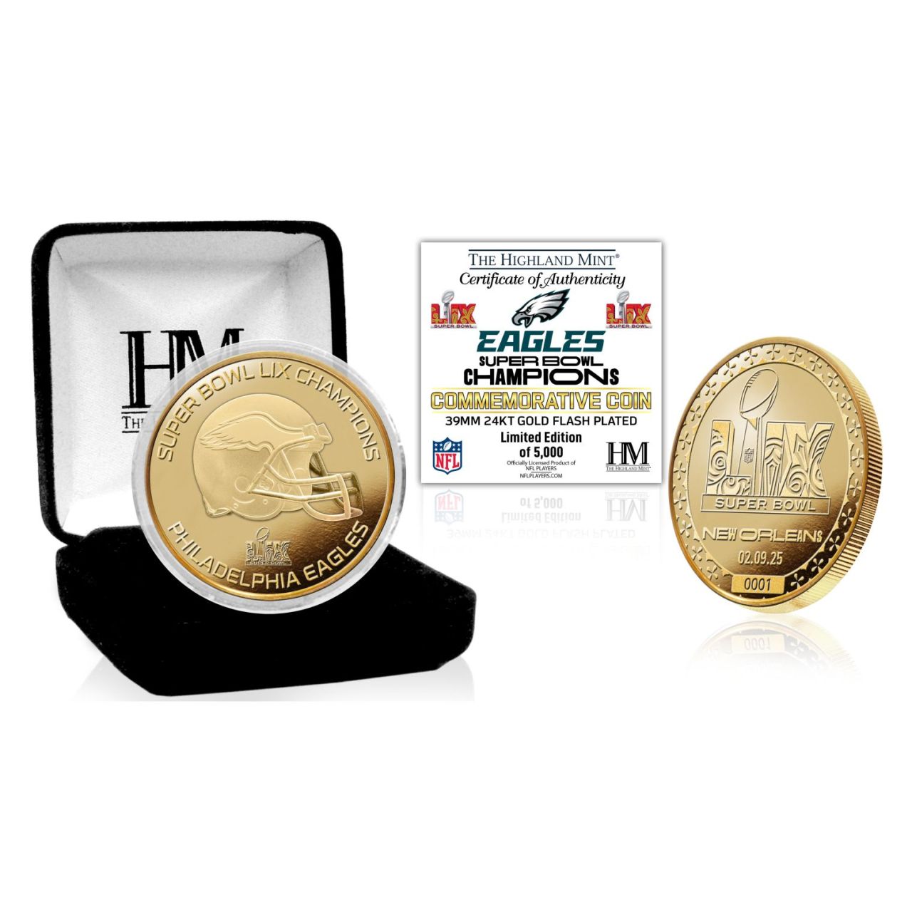 Philadelphia Eagles Super Bowl LIX Gold Coin (39mm) Münze