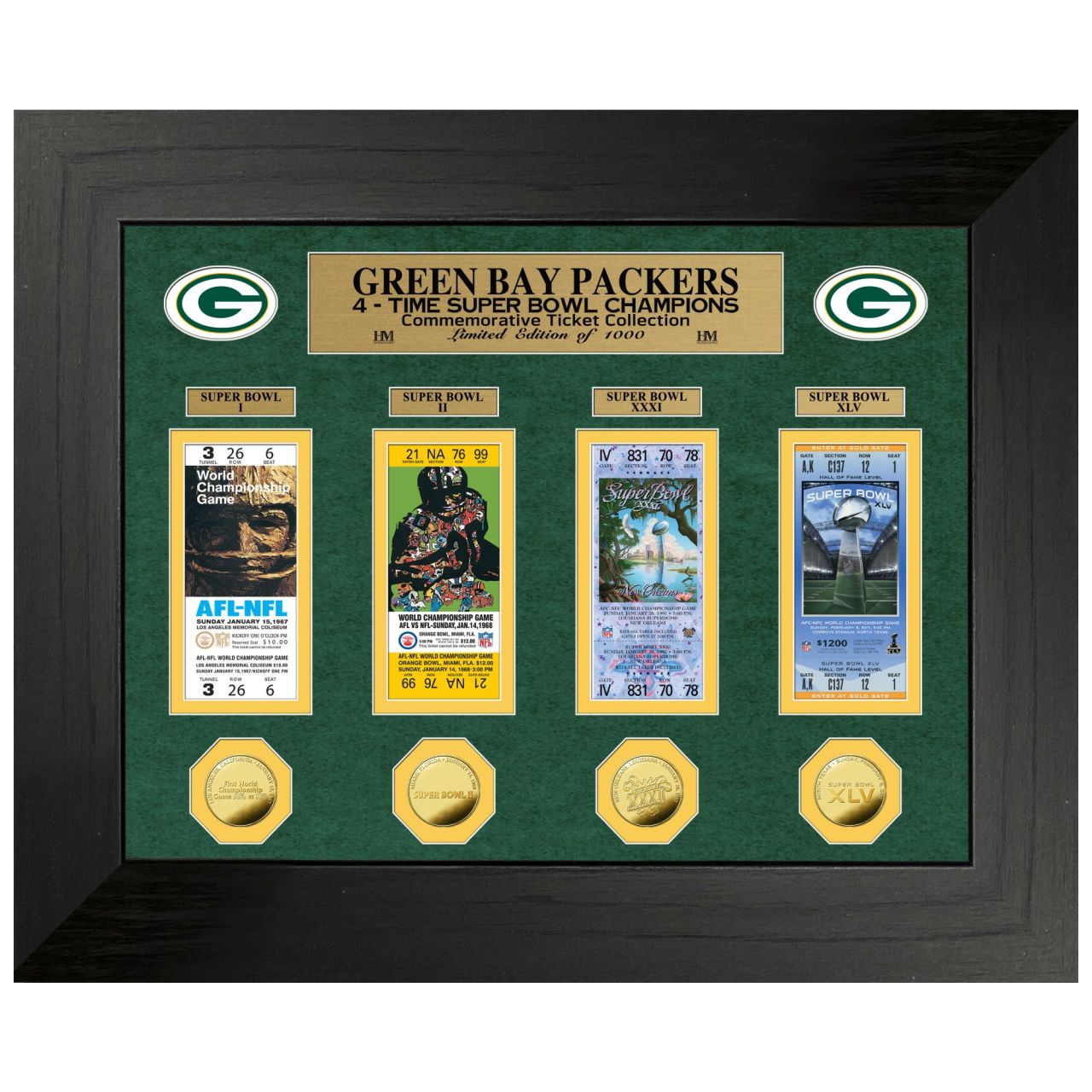 Green Bay Packers Super Bowl Deluxe Gold Coin Ticket Bild