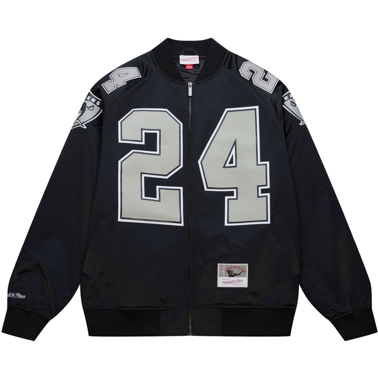 M&N Satin Bomber Jacke - Oakland Raiders Charles Woodson