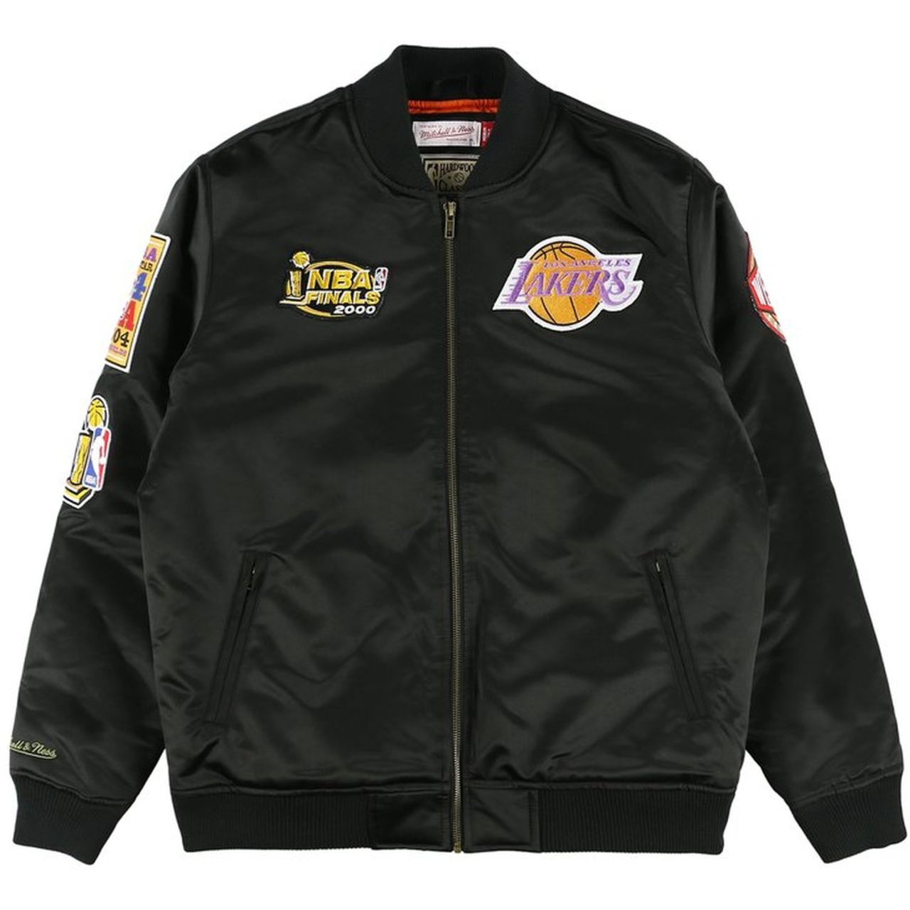 M&N Satin Bomber Jacke - FLIGHT Los Angeles Lakers schwarz