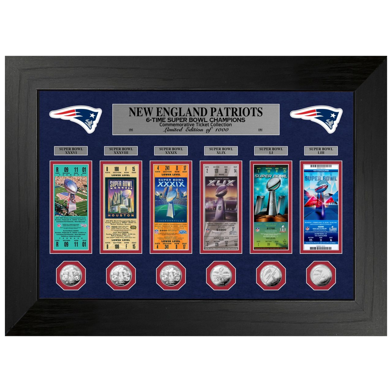 New England Patriots Super Bowl Deluxe Gold Coin Ticket Bild