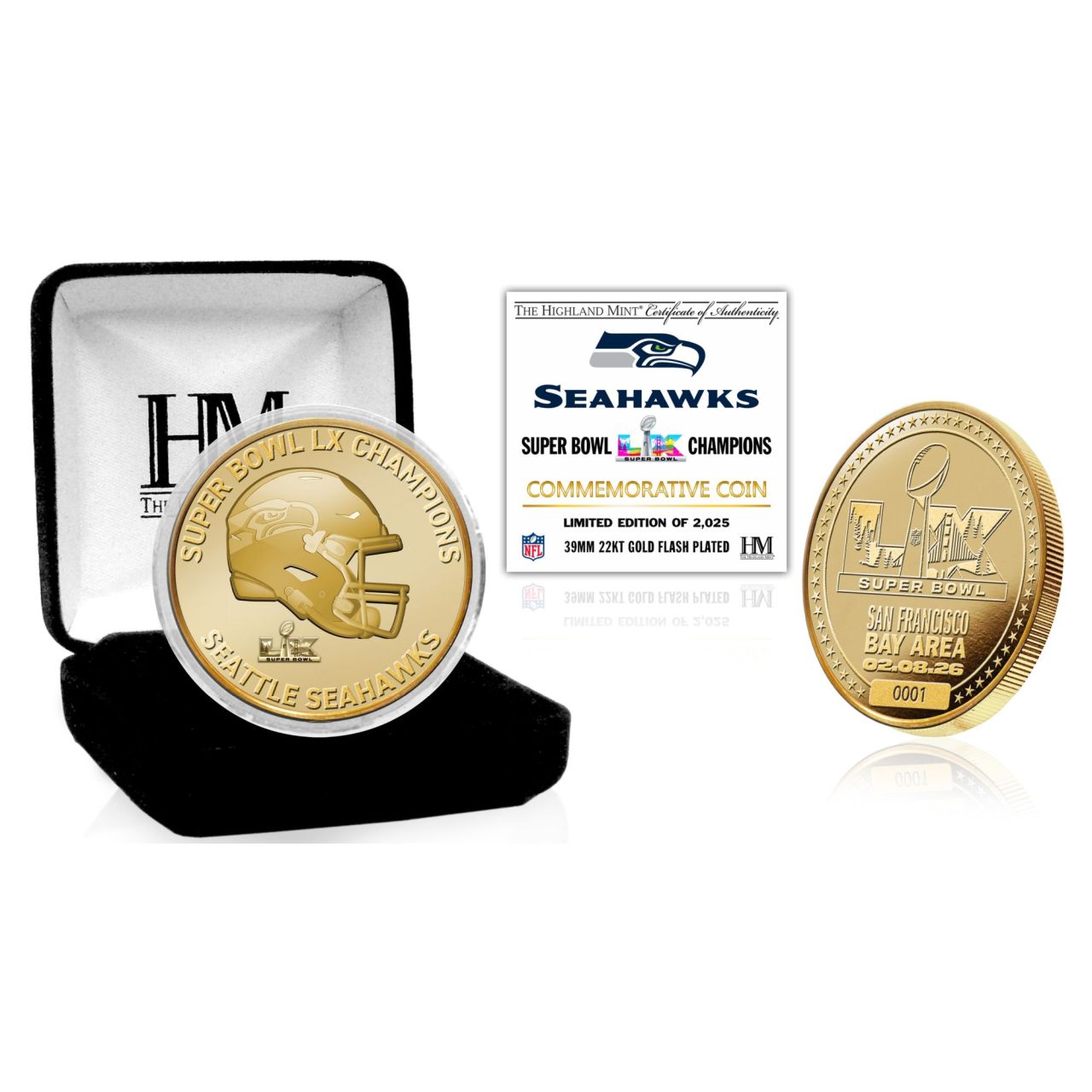 Seattle Seahawks Super Bowl XL Champions Coin Münze gold