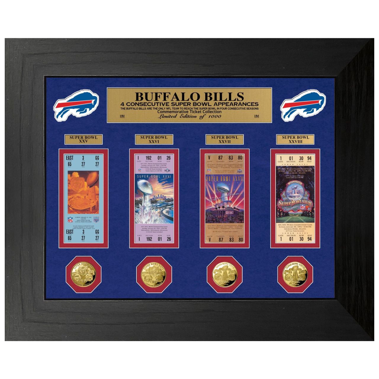 Buffalo Bills Super Bowl Deluxe Gold Coin Ticket Bild