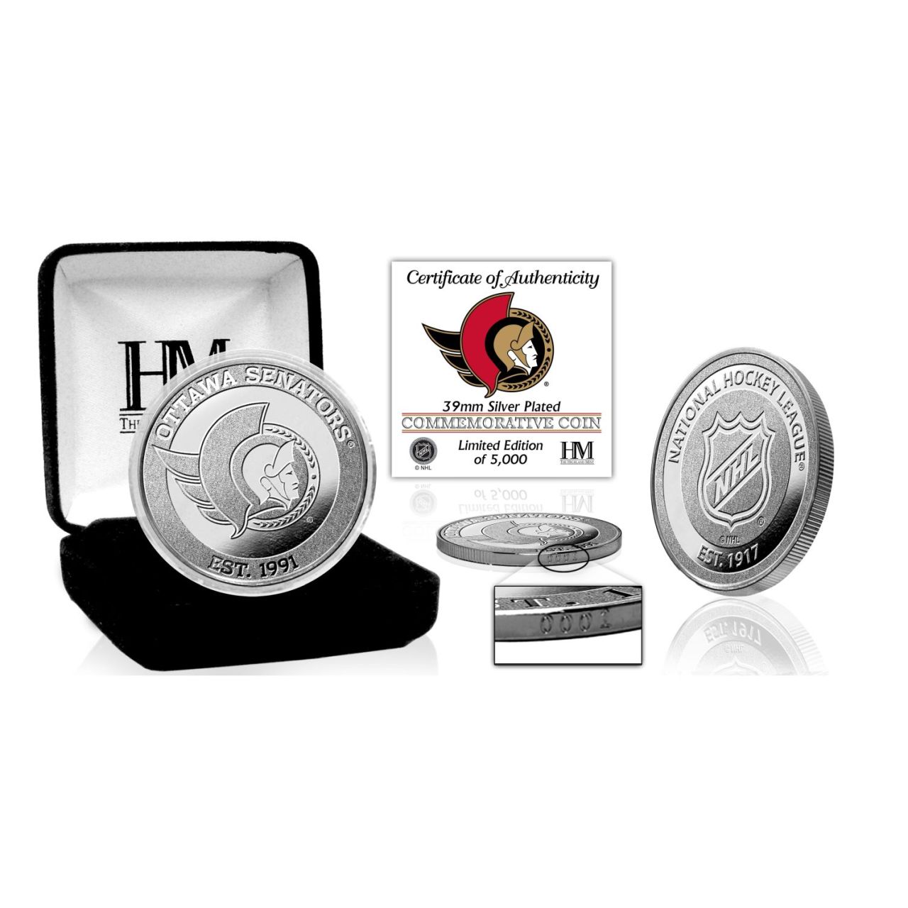 Ottawa Senators NHL Commemorative Coin (39mm) Münze, silber