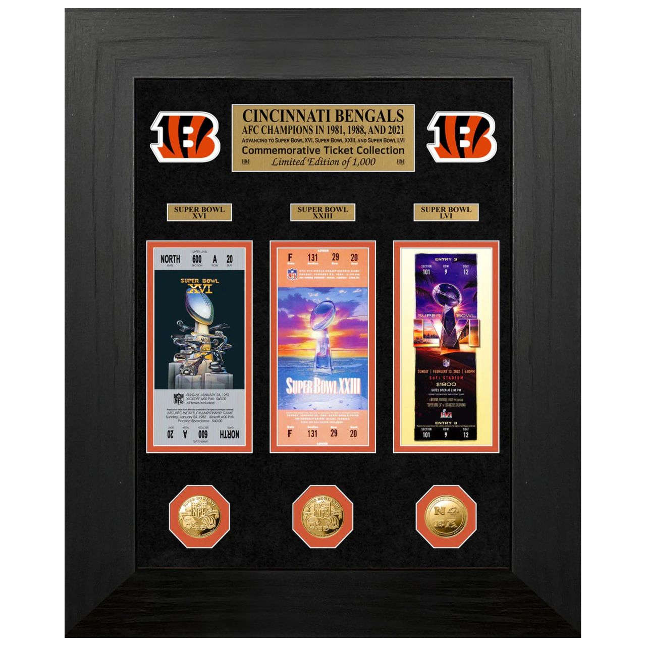 Cincinnati Bengals Super Bowl Deluxe Gold Coin Ticket Bild