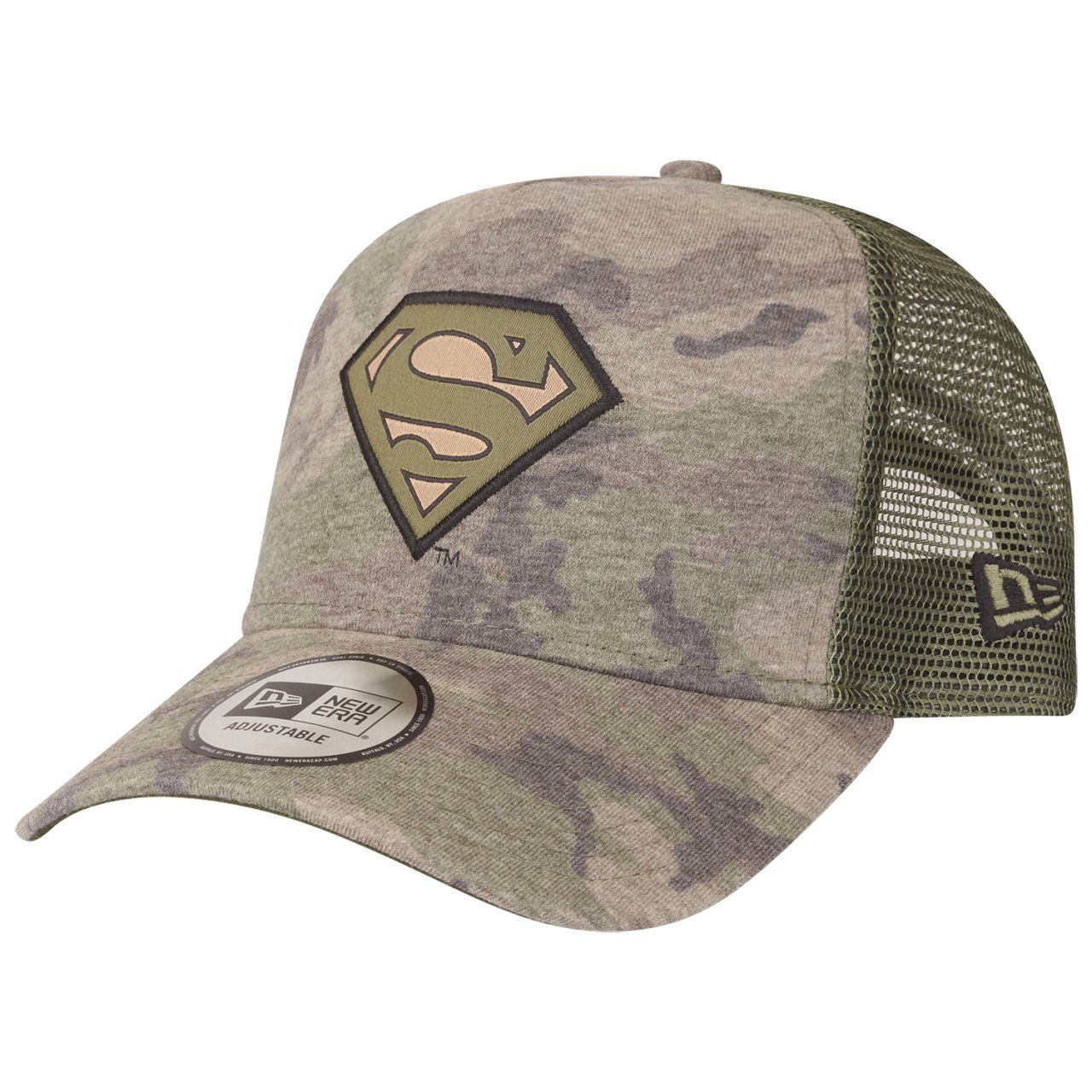New Era A-Frame Adjustable Trucker Cap - Superman wood camo
