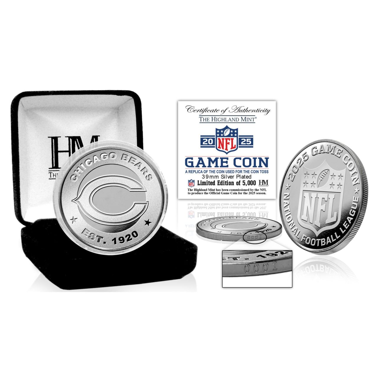 Chicago Bears 2025 Game Coin (39mm) Münze, silber