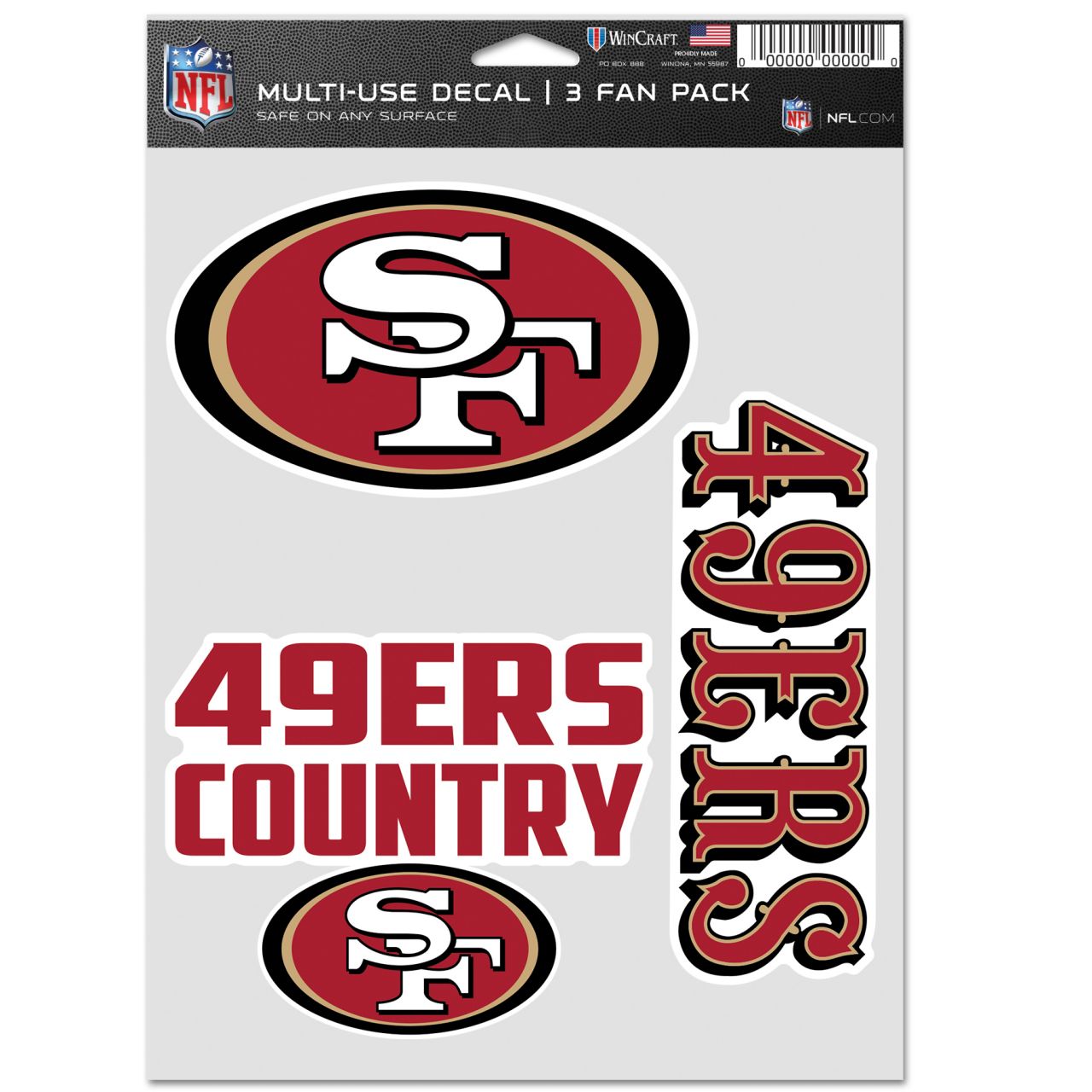NFL Aufkleber Multi 3er Set 20x15cm - San Francisco 49ers
