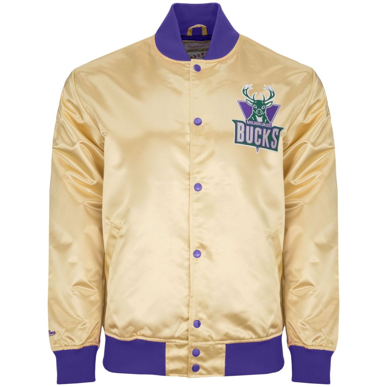 M&N Lightweight Satin Jacke - Milwaukee Bucks gold