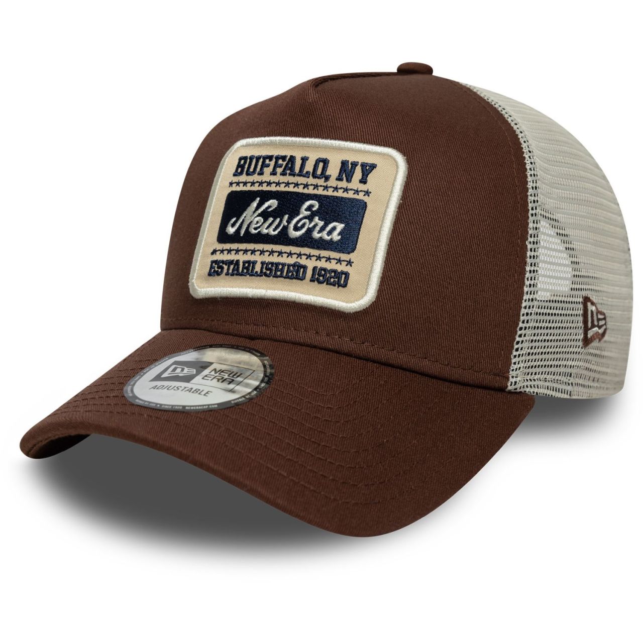 New Era A-Frame Mesh Trucker Cap - BRAND PATCH braun