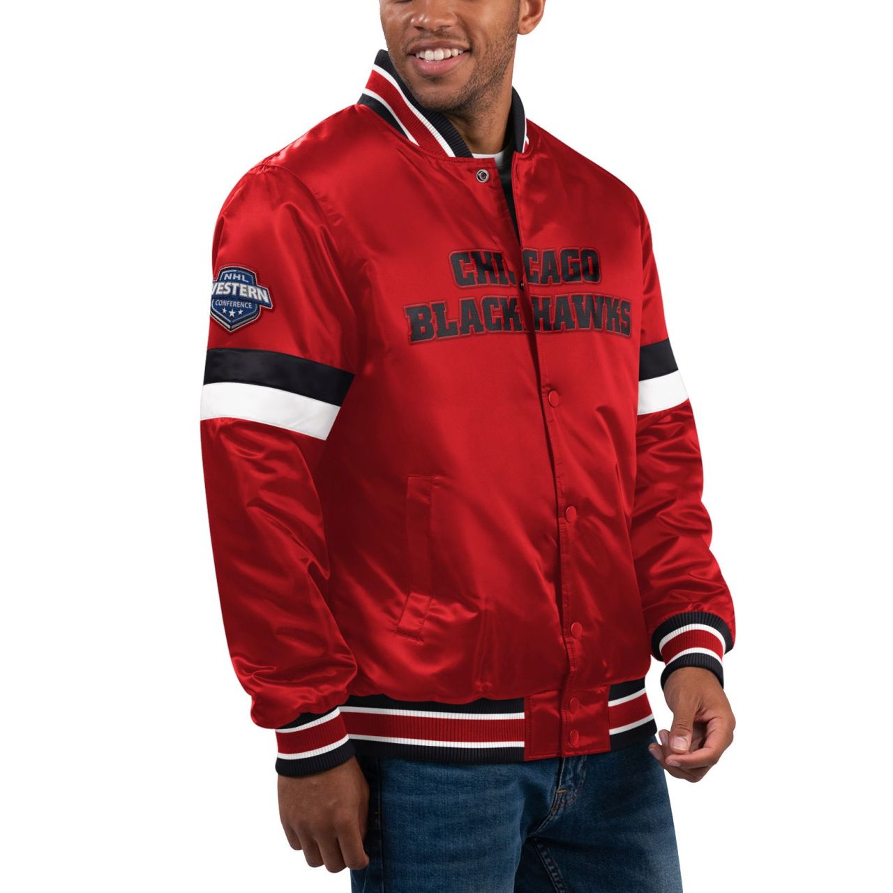 STARTER NHL Chicago Blackhawks HOMEGAME Varsity Satin Jacke