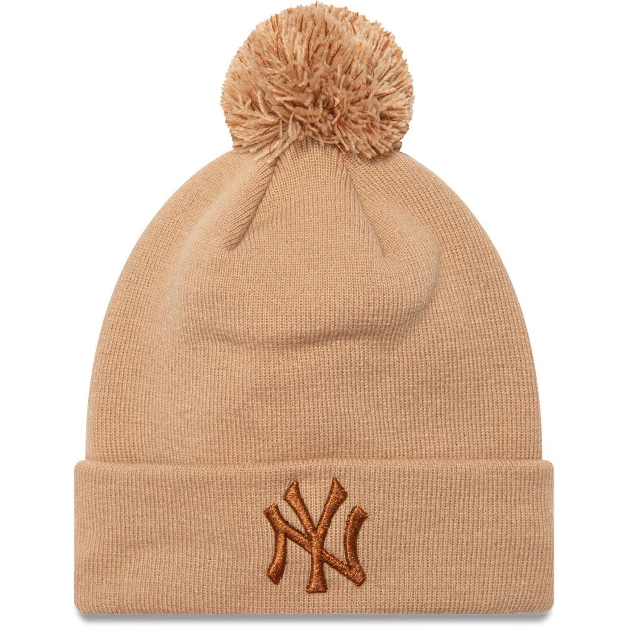 New Era Damen Bobble Wintermütze METALLIC NY Yankees beige