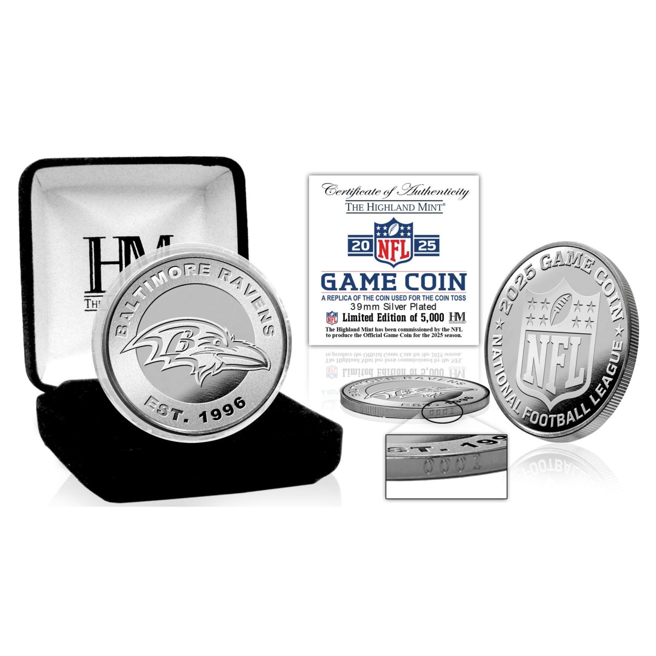 Baltimore Ravens 2025 Game Coin (39mm) Münze, silber
