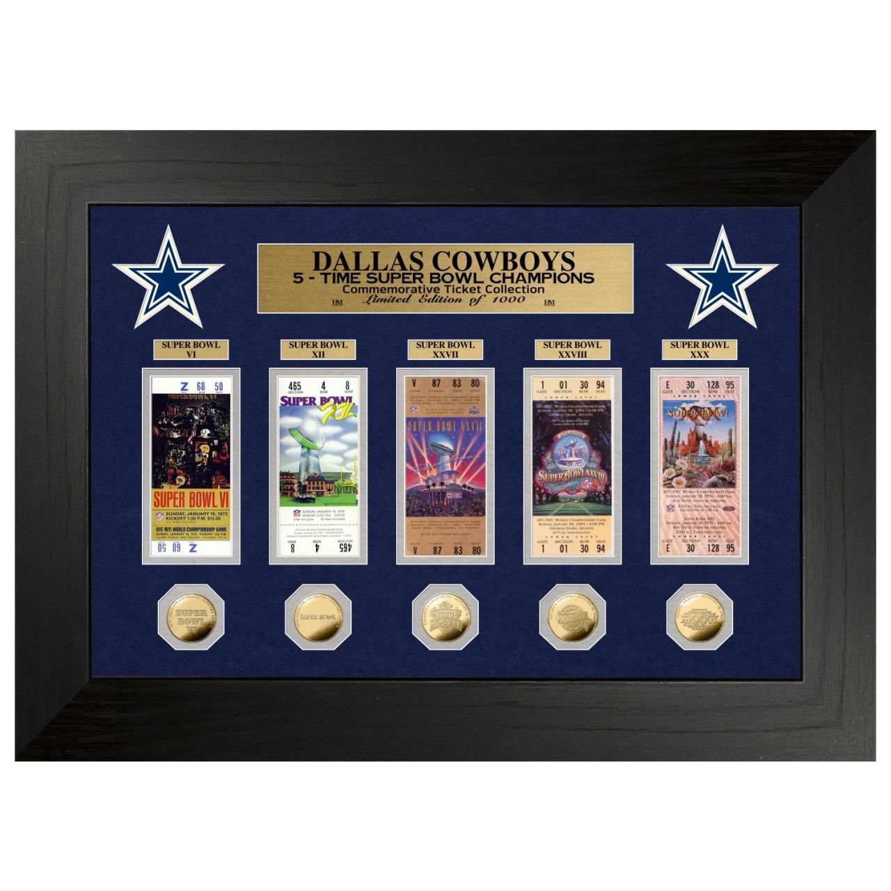 Dallas Cowboys Super Bowl Deluxe Gold Coin Ticket Bild