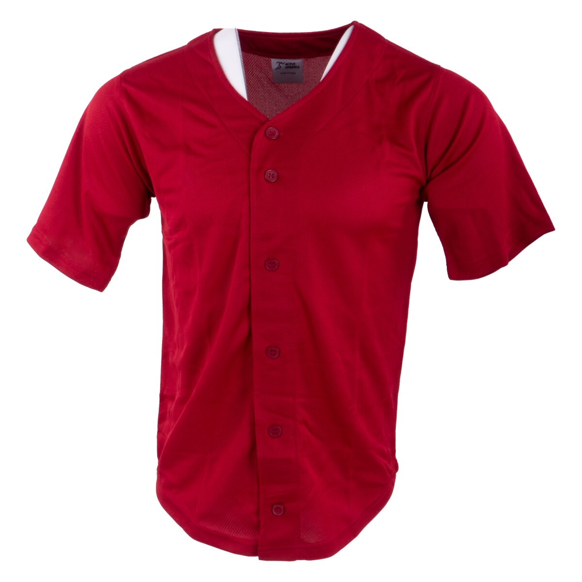Active Athletics Baseball Jersey, Full Button Jersey - rot Gr.M