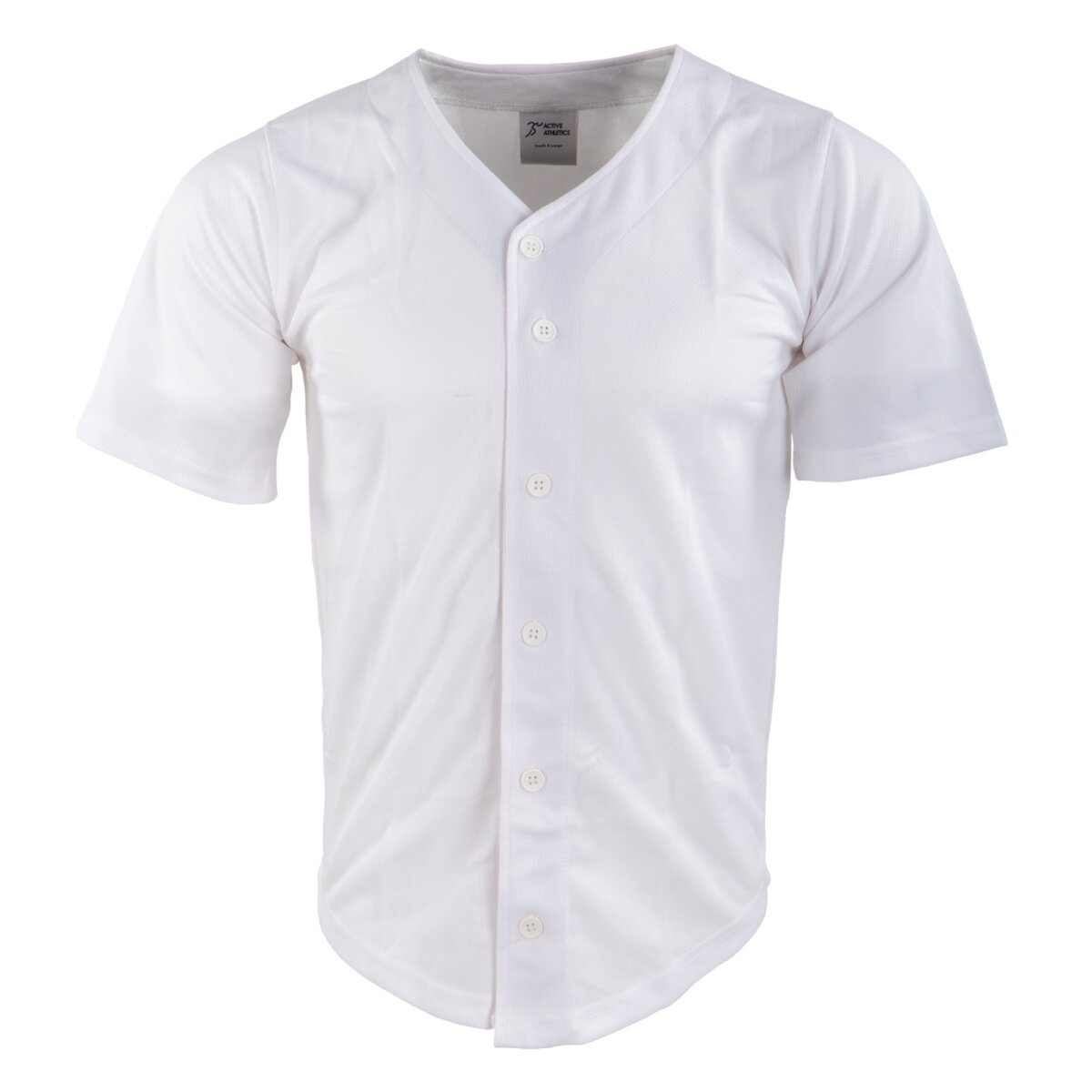 Active Athletics Baseball Jersey, Full Button Jersey - weiß Gr.L