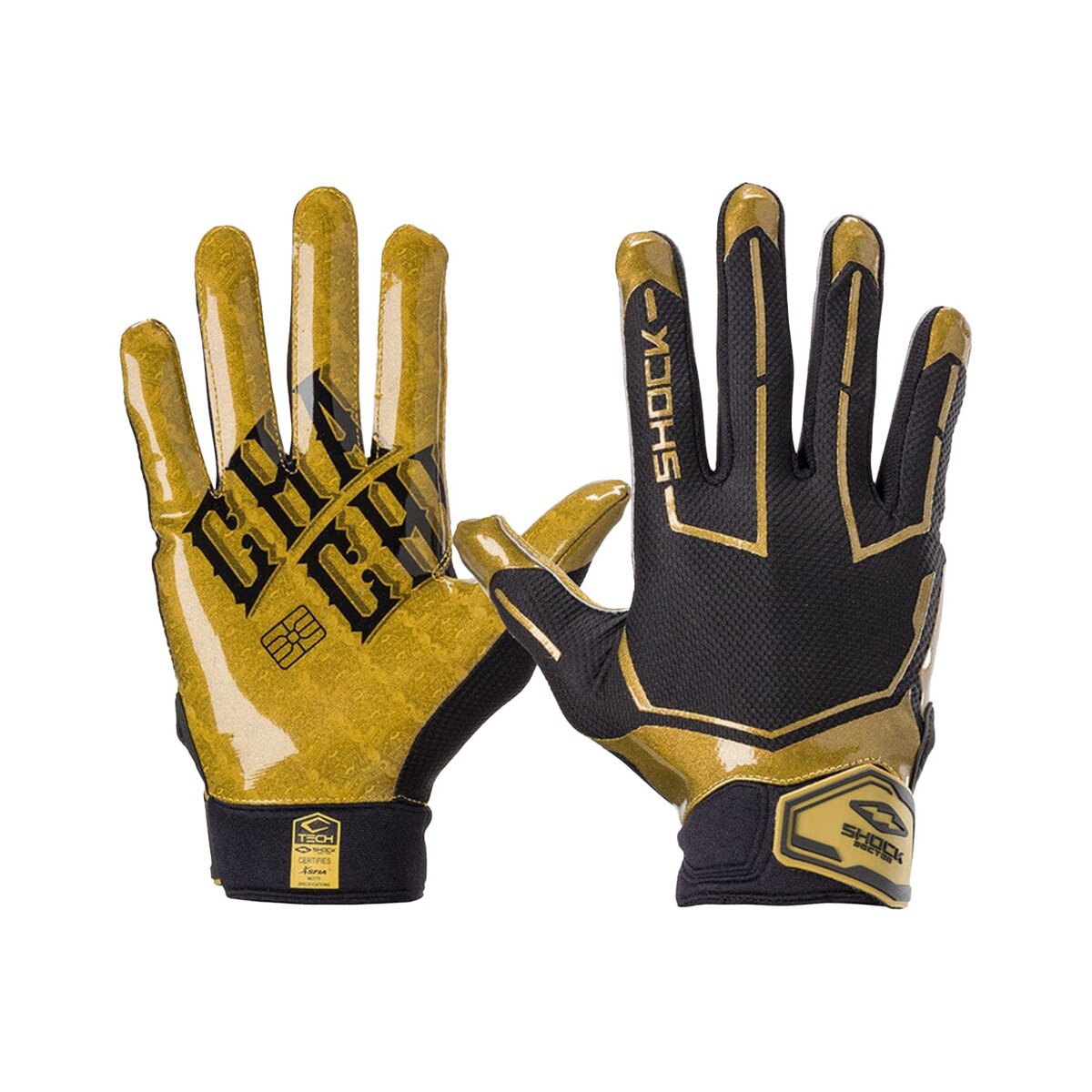 Shock Doctor Showtime Gold Receiver Handschuhe - schwarz/gold cha ching Gr.M