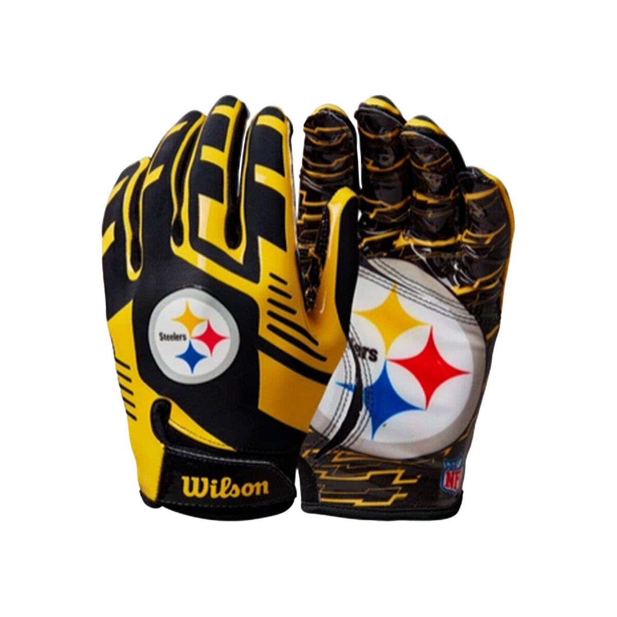 Wilson NFL Stretch Fit Adult Receiver Handschuhe - Team Pittsburgh Steelers