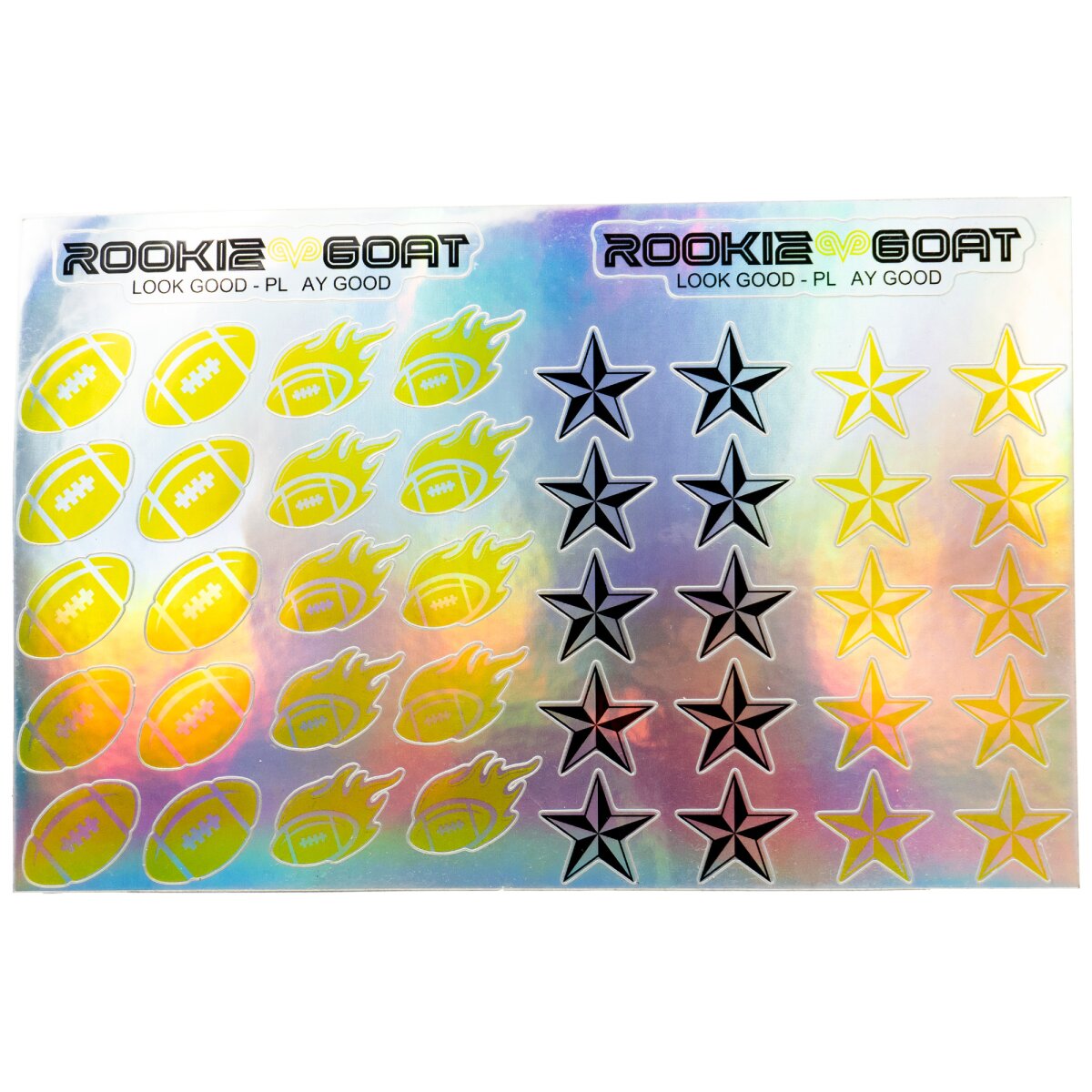 Rookie GOAT American Football Helmsticker Double Edition - irisierend-silber