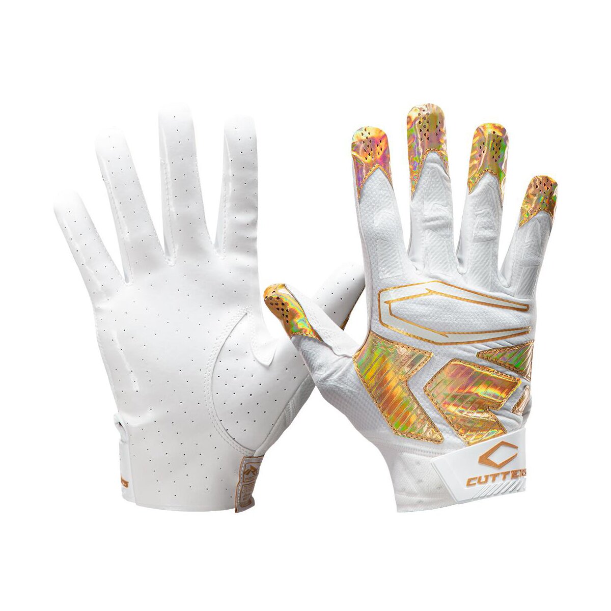 Cutters S500C Rev Pro 4.0 Receiver Handschuhe - White Iridescent Gold Gr.M