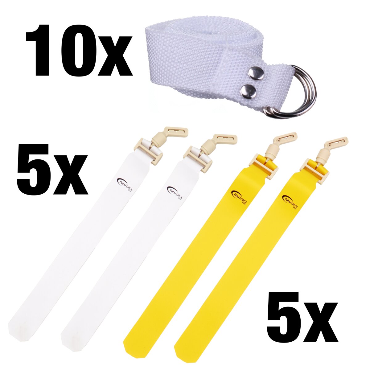Full Force POPFLAG Flagfootball Set, 10 Gürtel mit 10 Flag Sets - weiß/gelb